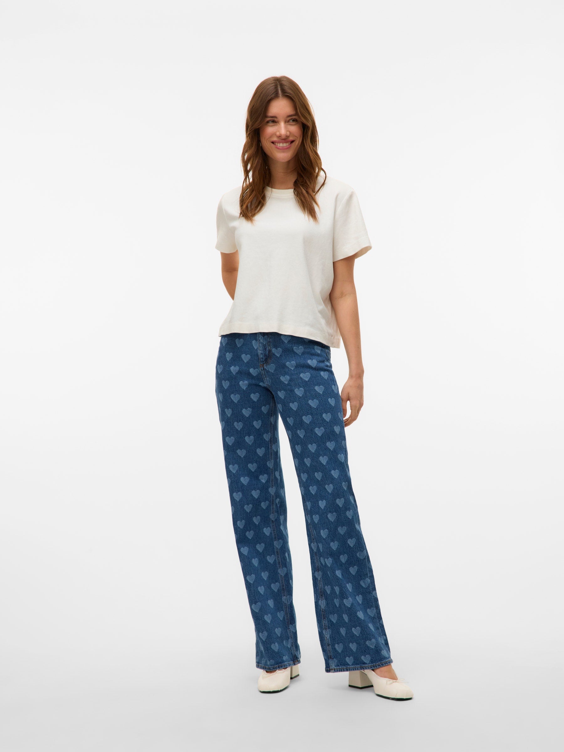 VERO MODA VMTESSA wide jeans print in medium blue - Image 5