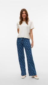 VERO MODA VMTESSA wide jeans print in medium blue - Image 5