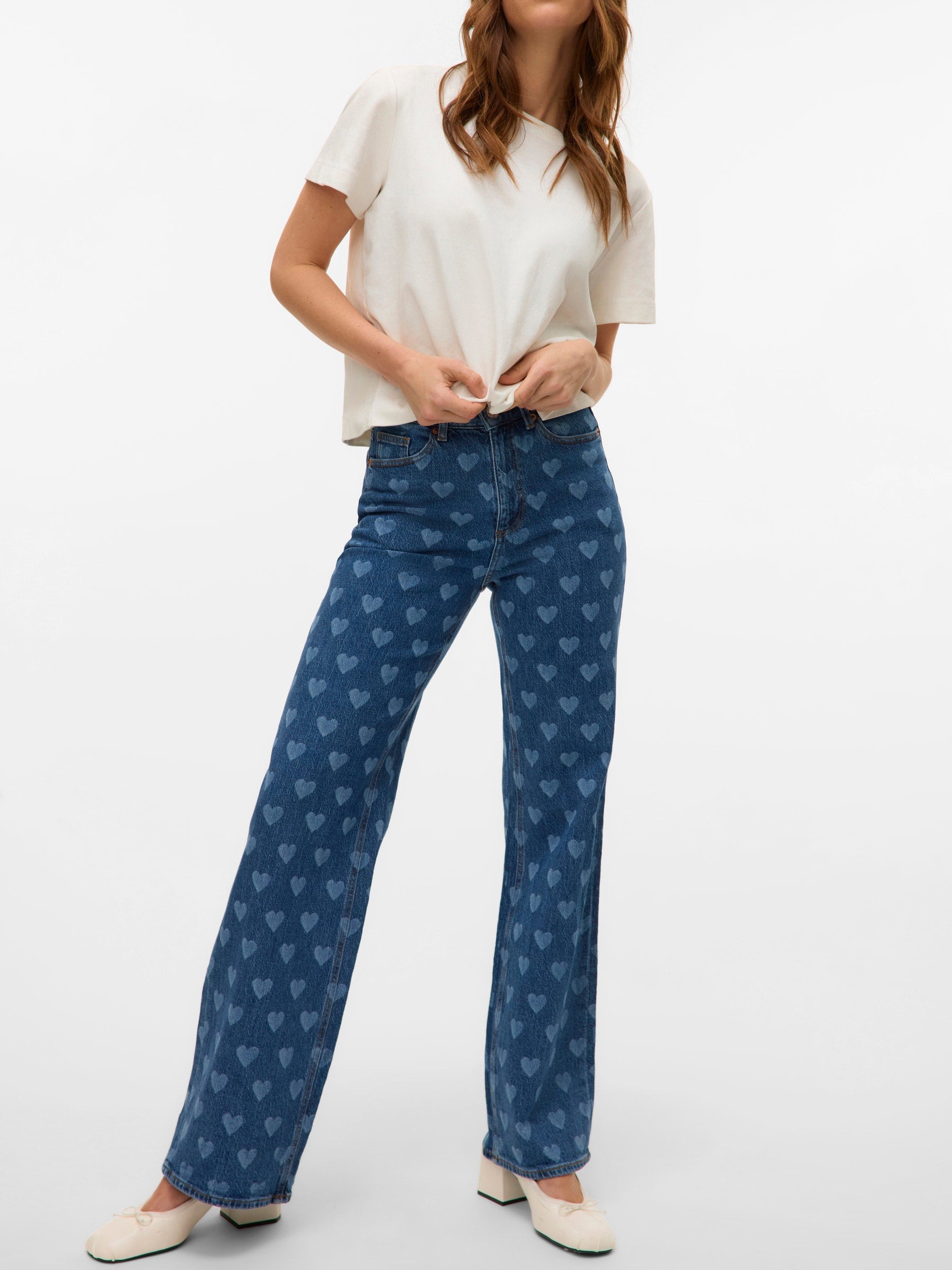 VERO MODA VMTESSA wide jeans print in medium blue - Image 6