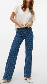 VERO MODA VMTESSA wide jeans print in medium blue - Image 6