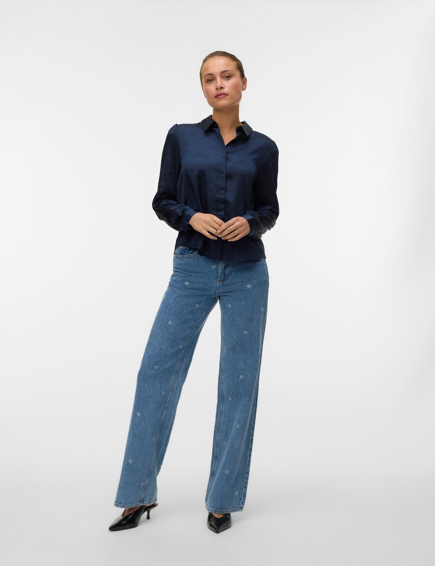 VERO MODA VMTESSA wide rhine hearts in medium blue denim ra360 - Image 1