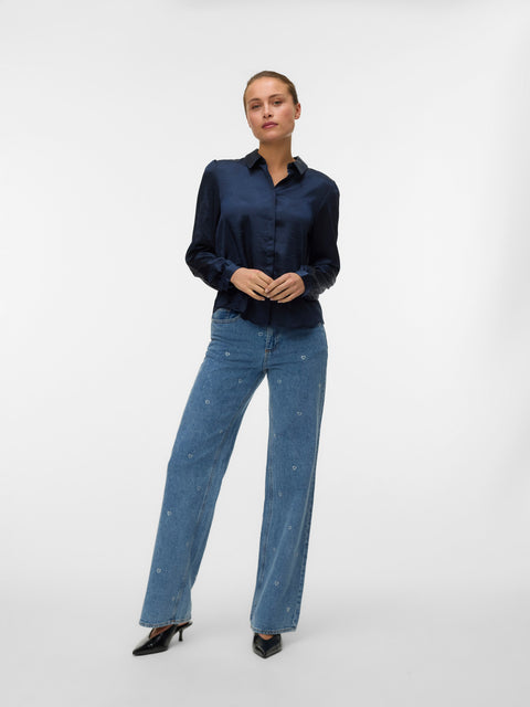 VERO MODA VMTESSA wide rhine hearts in medium blue denim ra360