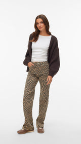 VERO MODA VMTESSA wide stretch aop jeans in silver mink leopard - Image 1