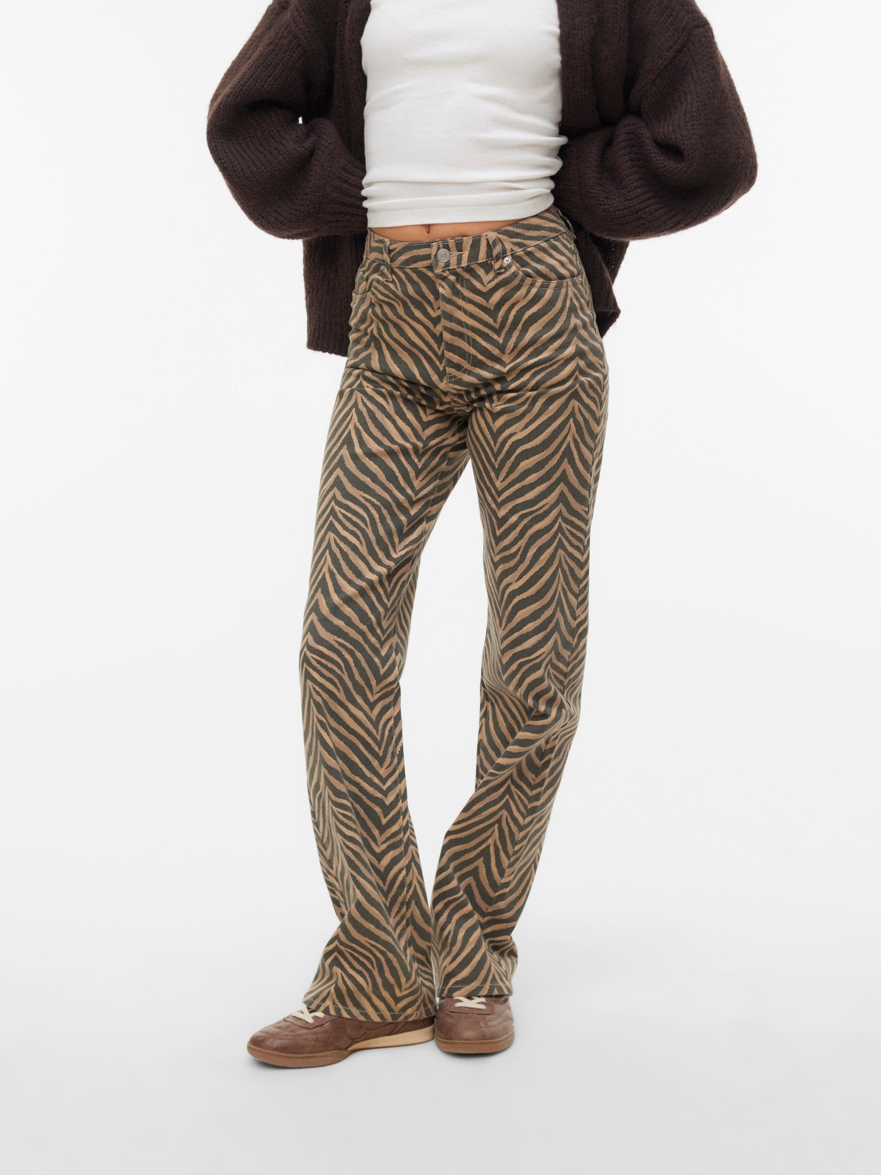 VERO MODA VMTESSA wide stretch aop jeans in silver mink leopard - Image 5