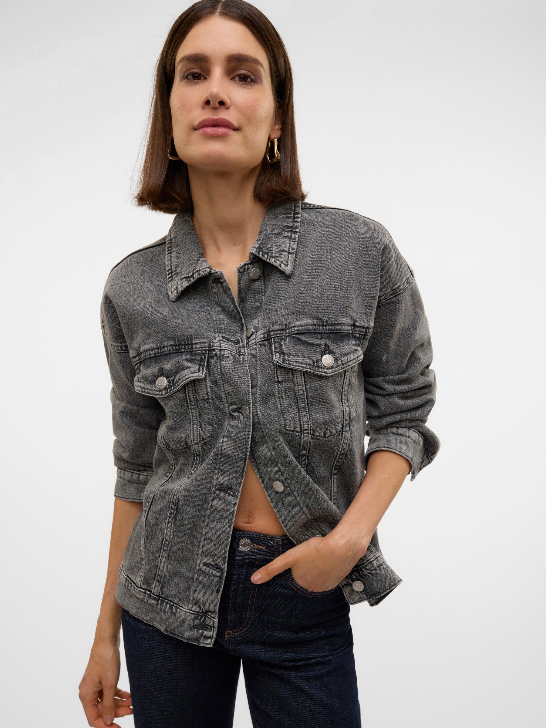 VERO MODA VMTESSA oversize denim jacket in light blue - Image 6