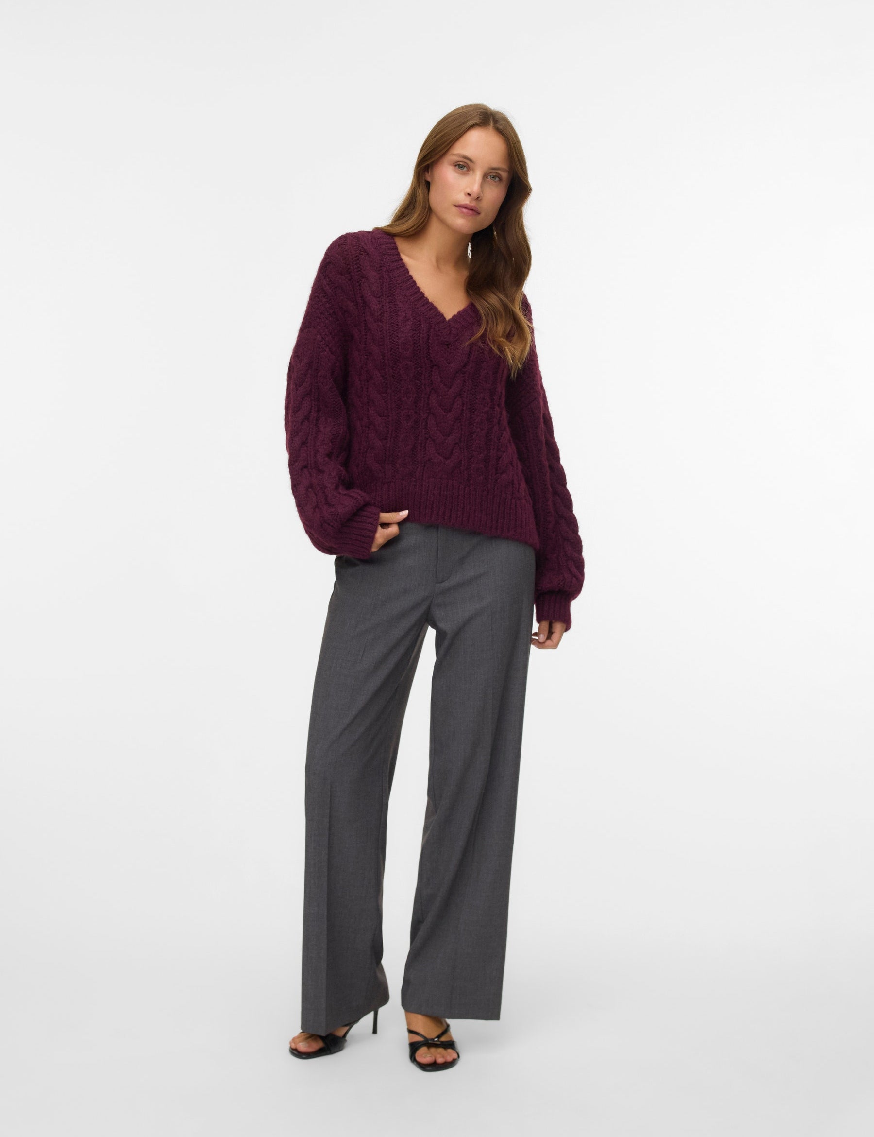 VERO MODA VMTEXAS straight pant in dark grey melange - Image 1