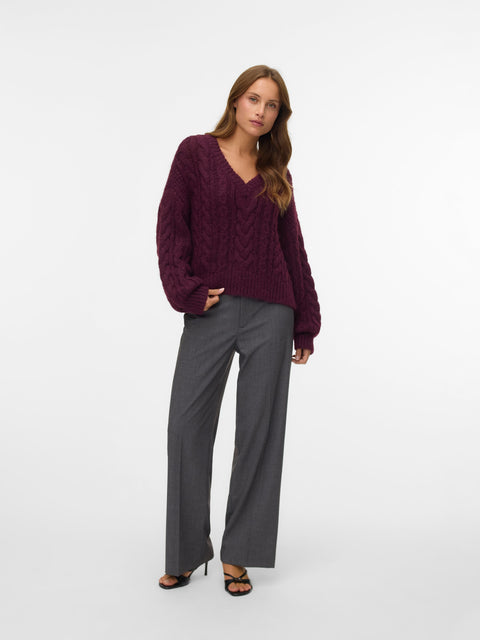 VERO MODA VMTEXAS straight pant in dark grey melange