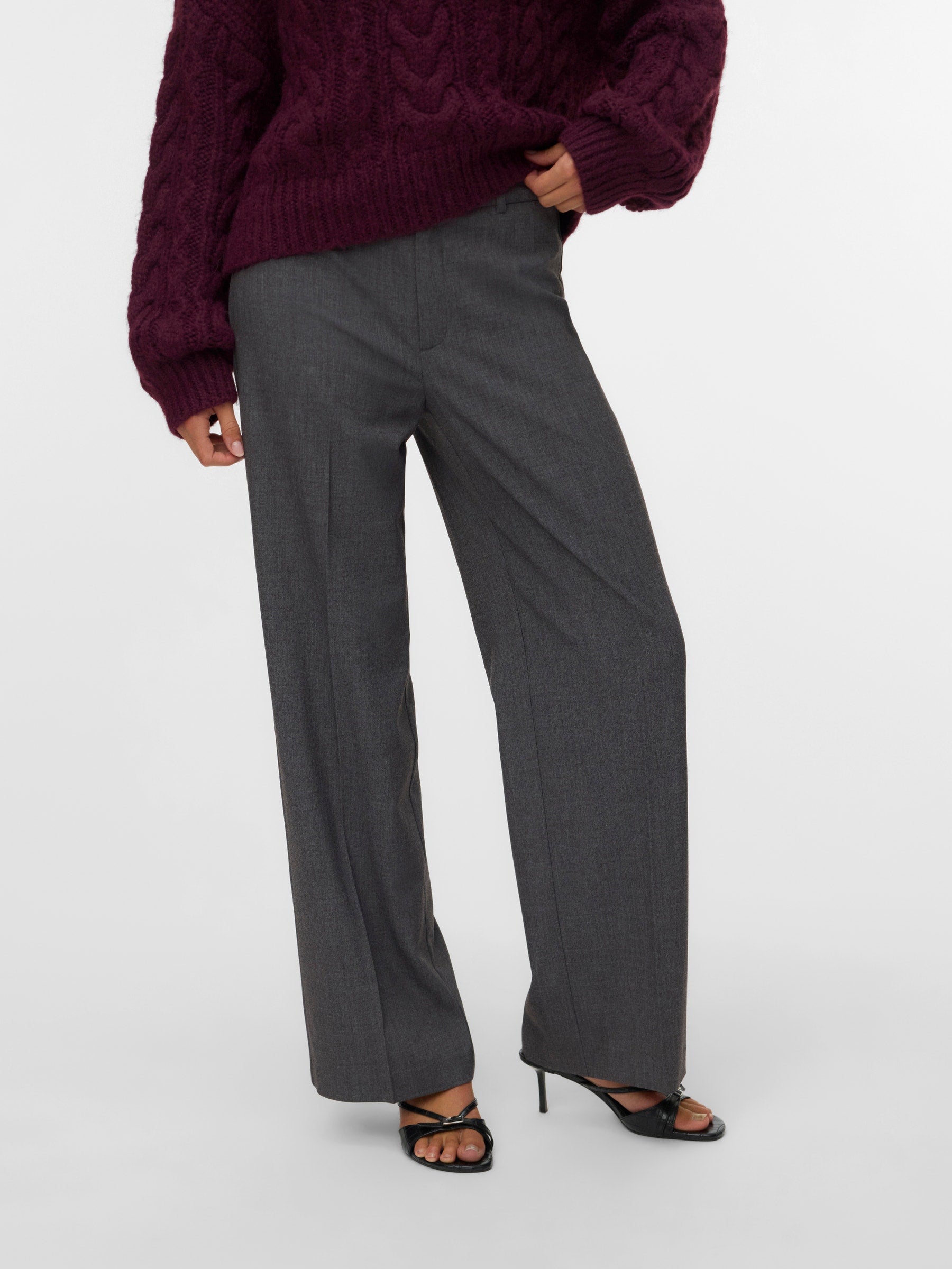 VERO MODA VMTEXAS straight pant in dark grey melange - Image 5