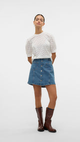 VERO MODA VMTHAS 2/4 top vo in snow white - Image 4