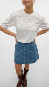 VERO MODA VMTHAS 2/4 top vo in snow white - Image 5
