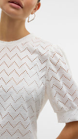 VERO MODA VMTHAS 2/4 top vo in snow white - Image 6