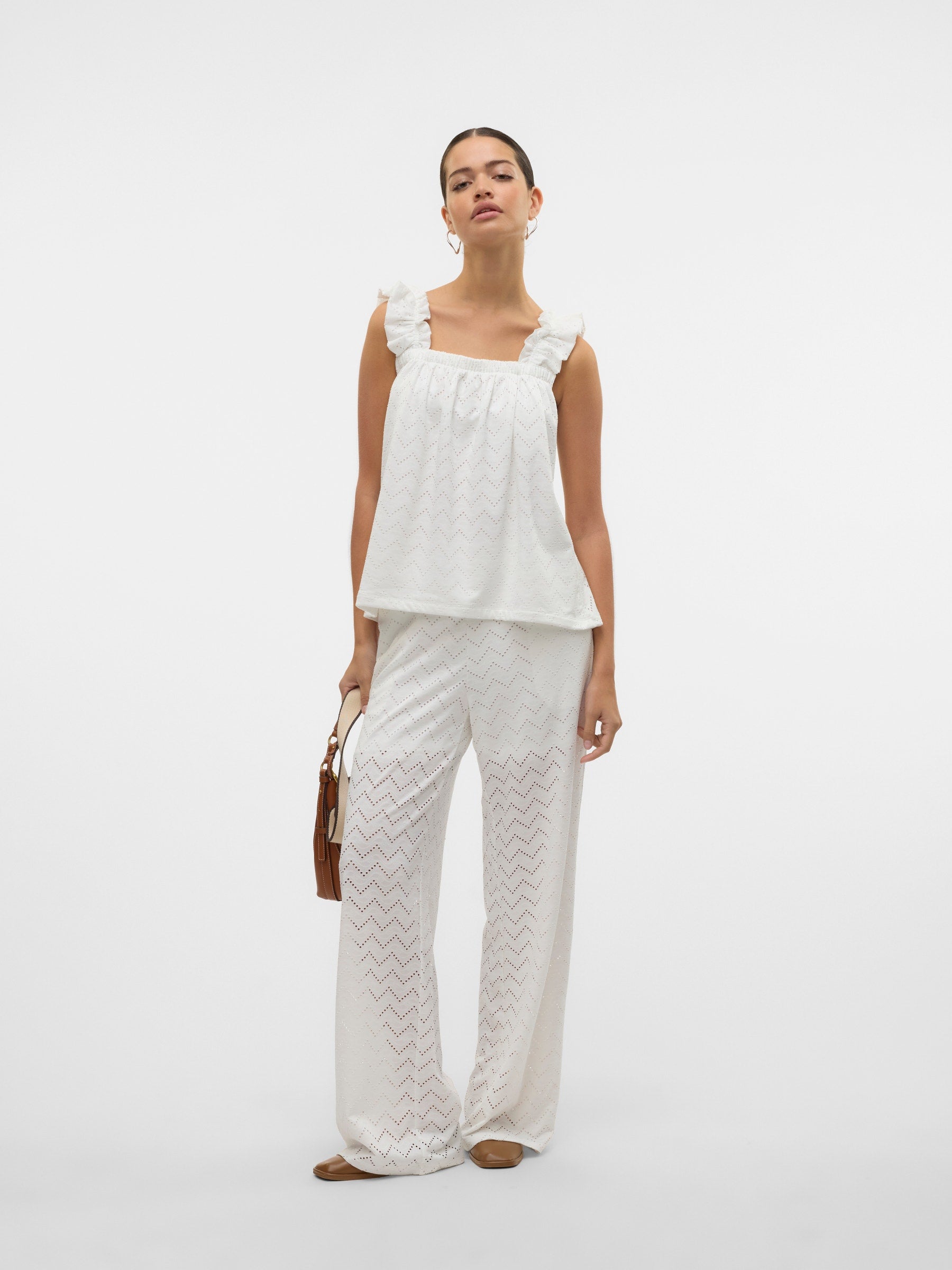 VERO MODA VMTHAS wide pant vo in snow white - Image 4