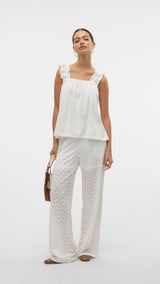 VERO MODA VMTHAS wide pant vo in snow white - Image 4