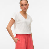 VERO MODA VMTHAS v-neck top vo in snow white - Image 1