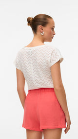 VERO MODA VMTHAS v-neck top vo in snow white - Image 2