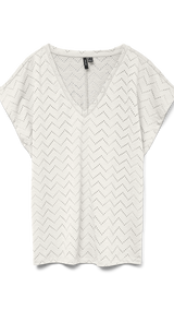 VERO MODA VMTHAS v-neck top vo in snow white - Image 3