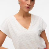VERO MODA VMTHAS v-neck top vo in snow white - Image 5