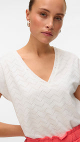VERO MODA VMTHAS v-neck top vo in snow white - Image 5