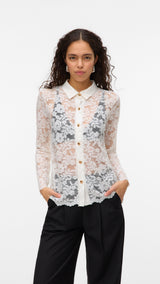 VERO MODA VMTILLE lace shirt top in snow white - Image 1