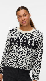 VERO MODA VMTRES bien o-neck pullover in birch w. black - Image 4