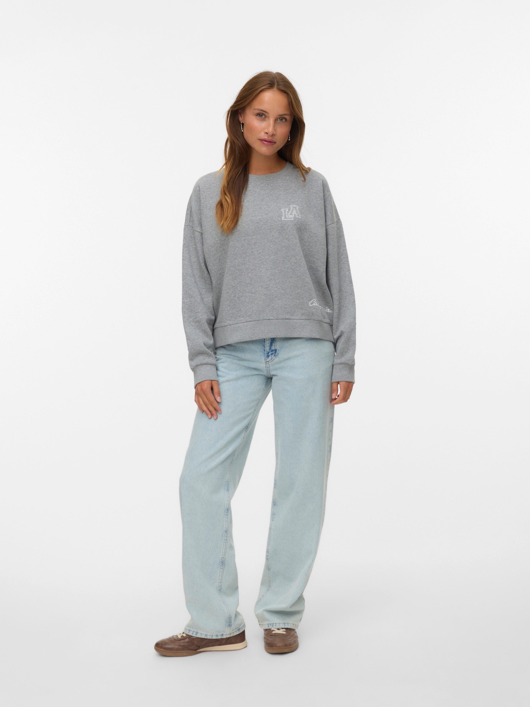 VERO MODA VMTRINA sweat box boo in light grey melange california 86 - Image 1