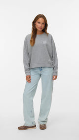 VERO MODA VMTRINA sweat box boo in light grey melange california 86 - Image 1