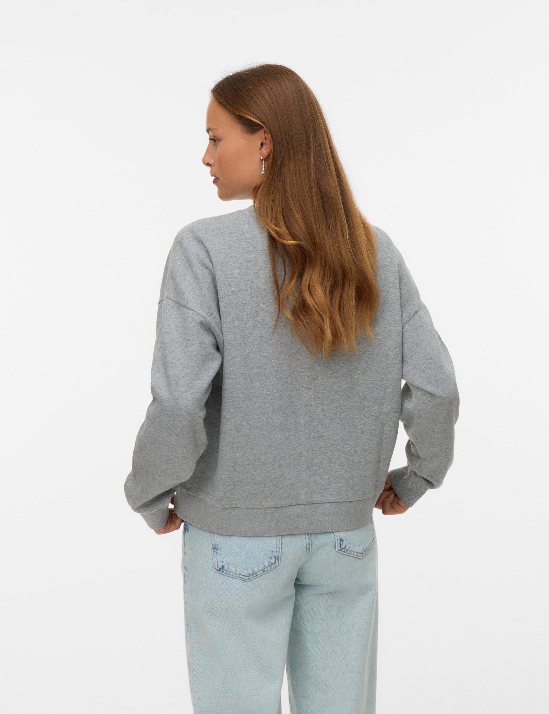 VERO MODA VMTRINA sweat box boo in light grey melange california 86 - Image 2