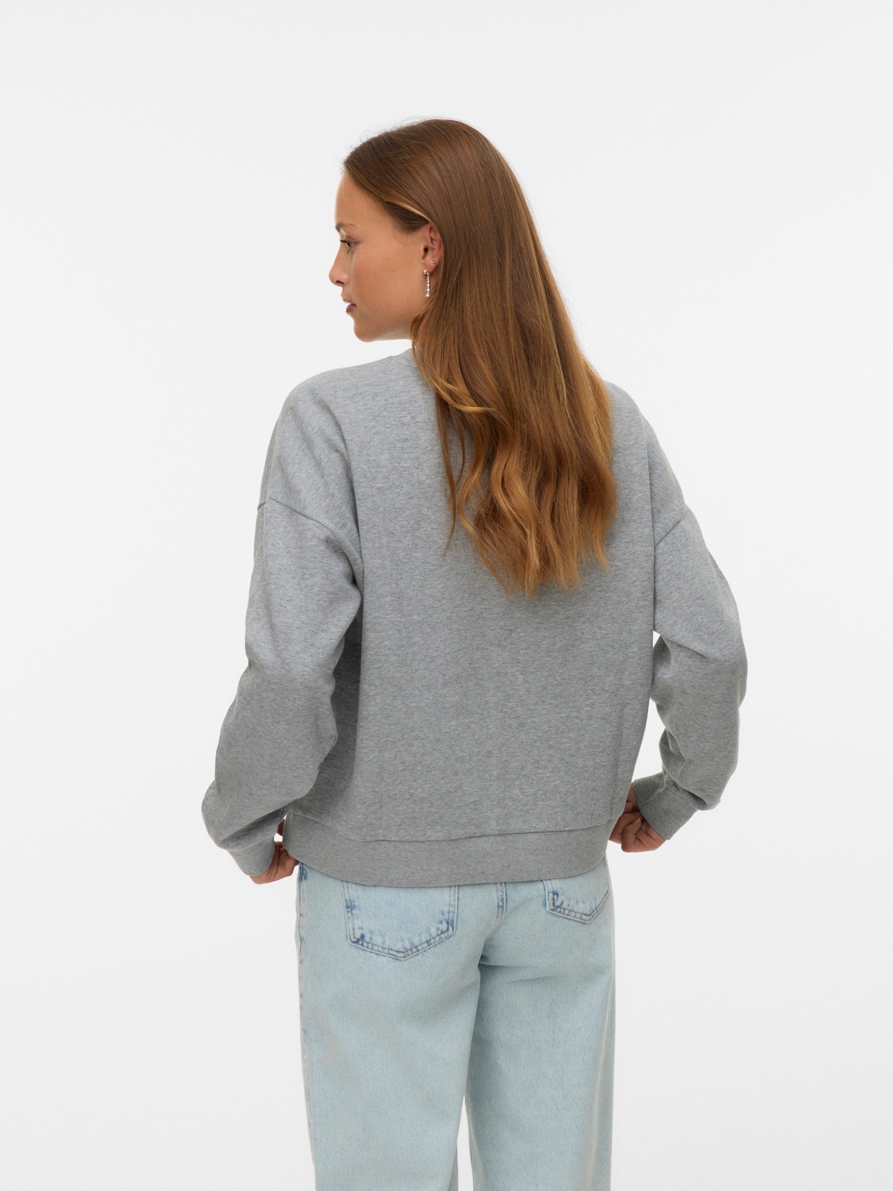VERO MODA VMTRINA sweat box boo in light grey melange california 86 - Image 2