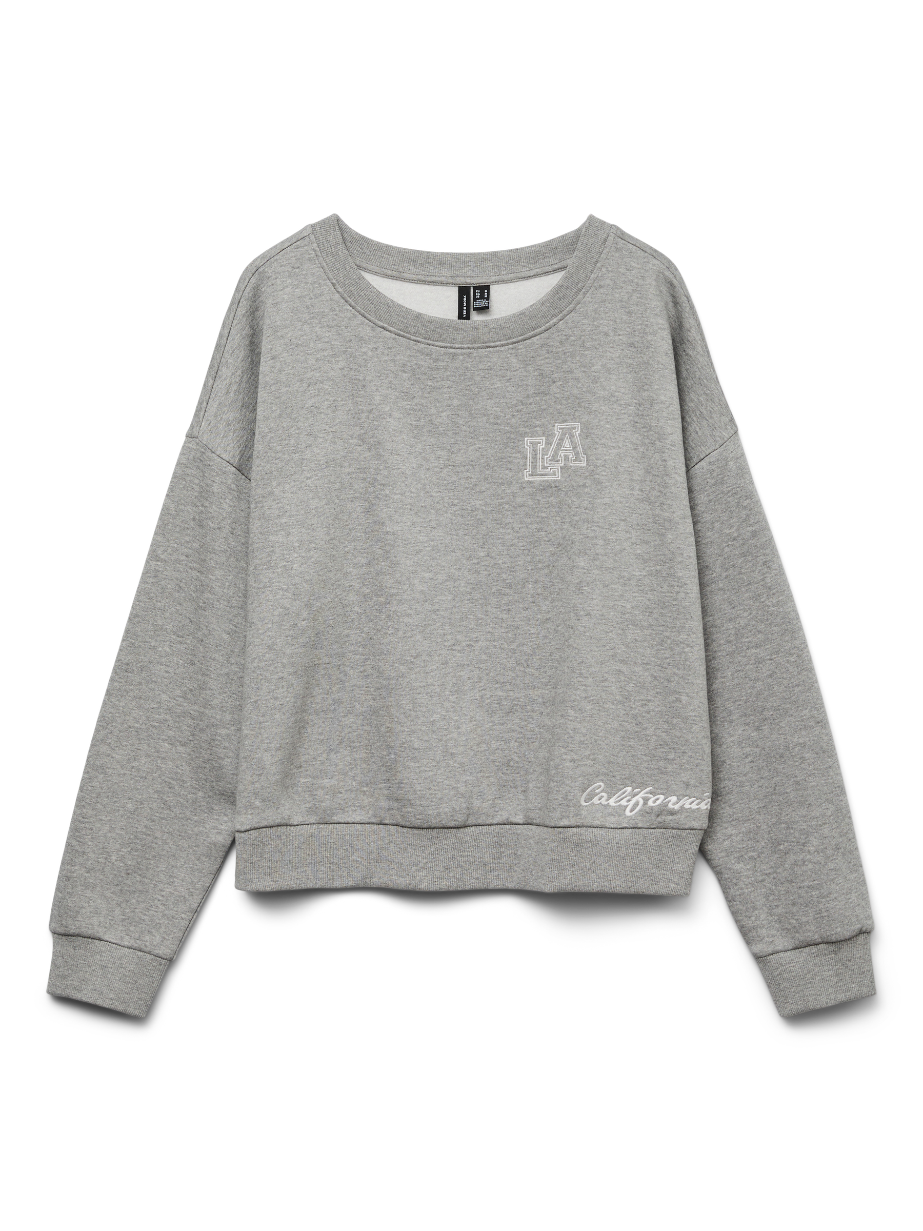 VERO MODA VMTRINA sweat box boo in light grey melange california 86 - Image 3