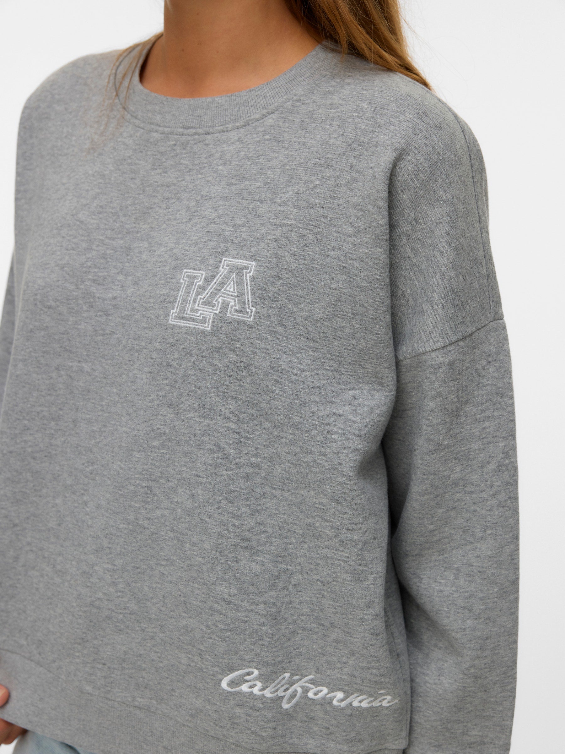 VERO MODA VMTRINA sweat box boo in light grey melange california 86 - Image 5