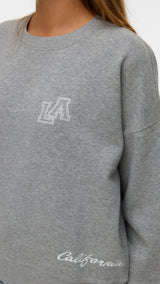 VERO MODA VMTRINA sweat box boo in light grey melange california 86 - Image 5