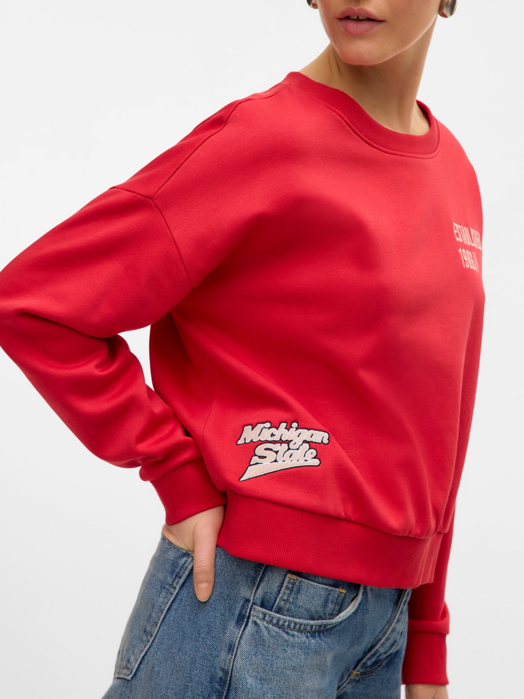 VERO MODA VMTRINA sweat box boo in ribbon red michigan state - Image 5