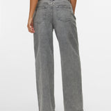 VERO MODA VMWIEN wide belt jeans in light grey denim - Image 2