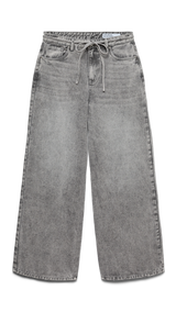 VERO MODA VMWIEN wide belt jeans in light grey denim - Image 3