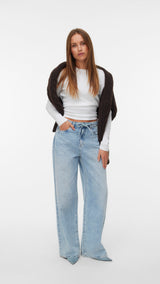 VERO MODA VMWIEN wide belt jeans in light blue denim - Image 1