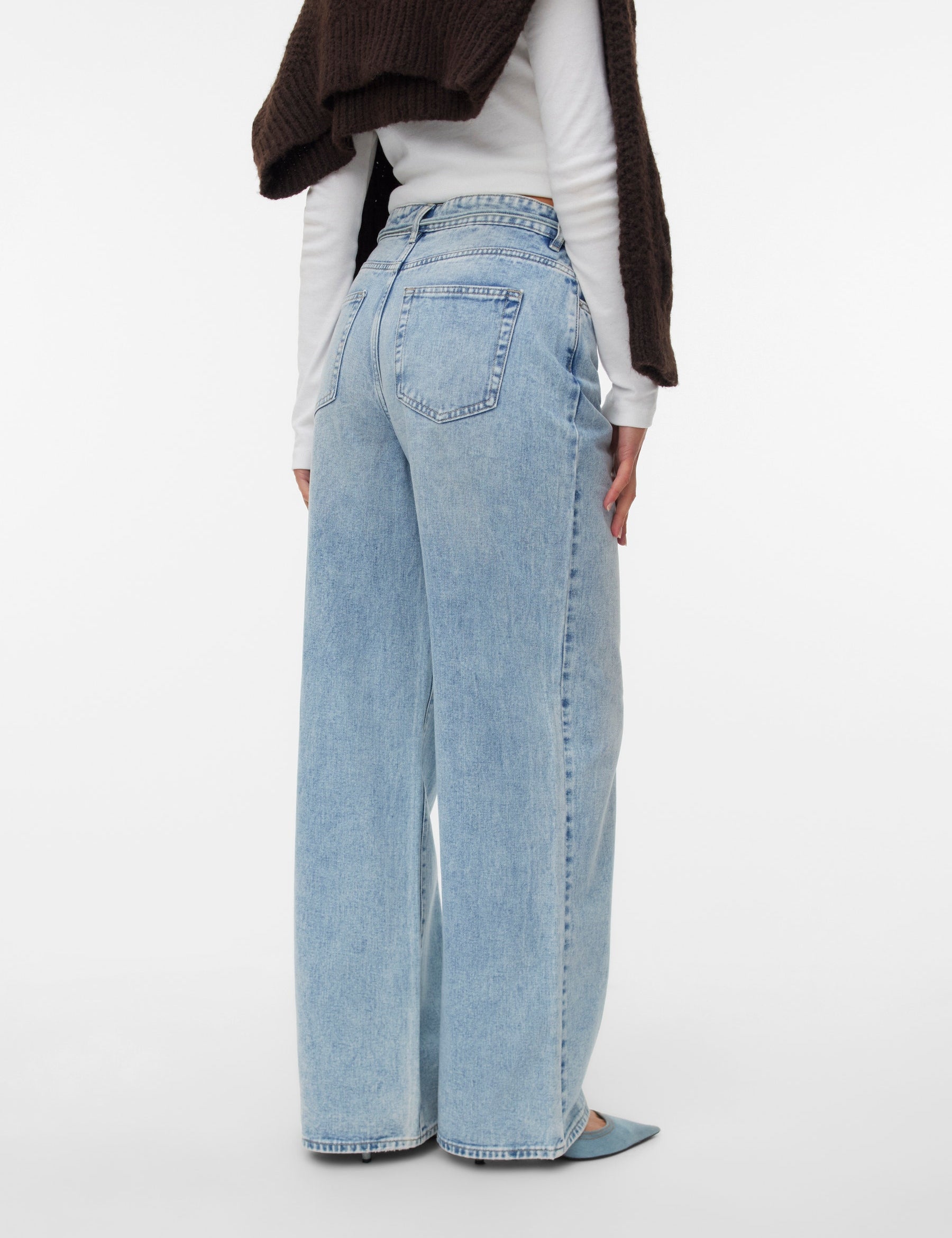 VERO MODA VMWIEN wide belt jeans in light blue denim - Image 2