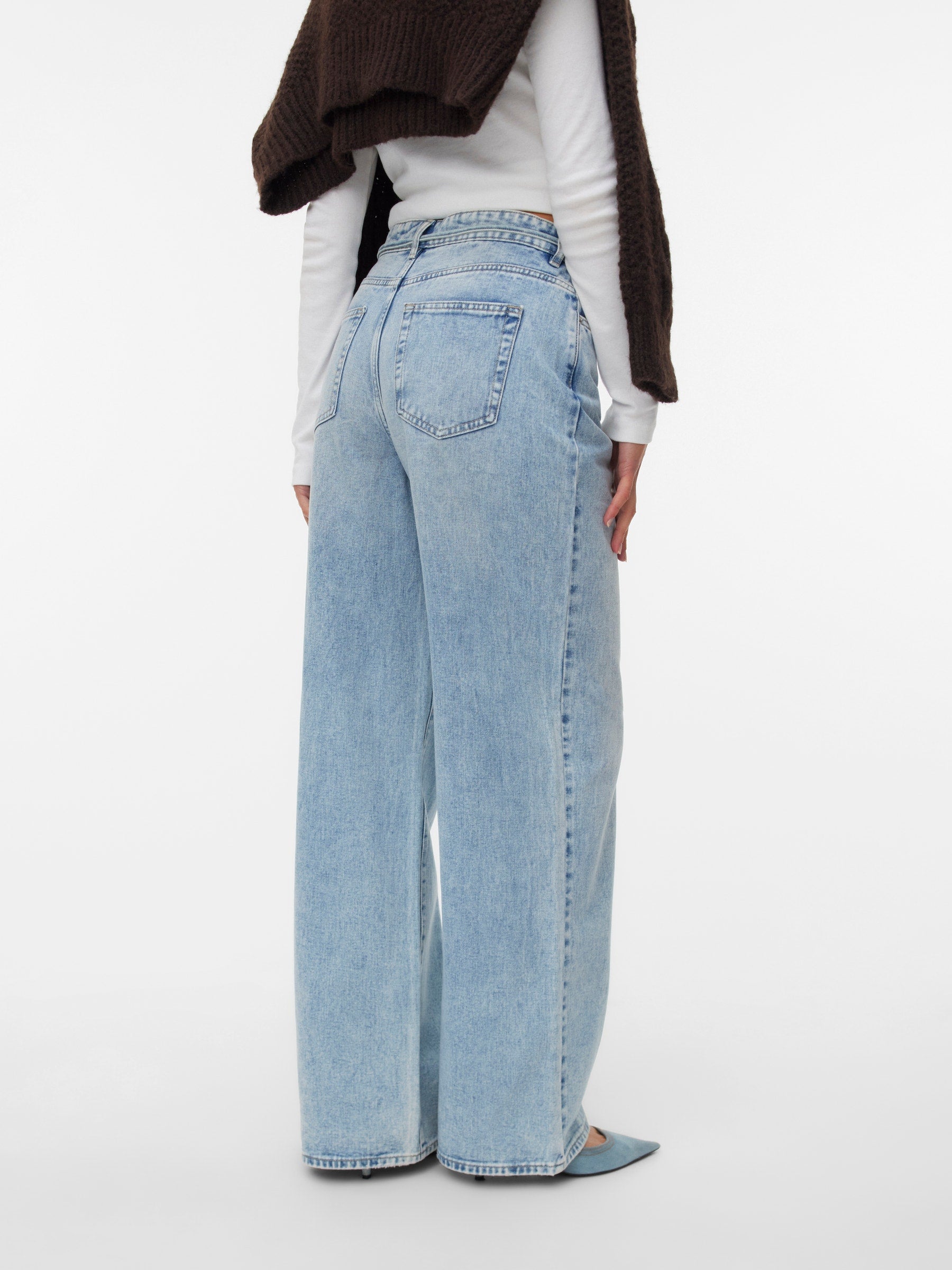 VERO MODA VMWIEN wide belt jeans in light blue denim - Image 2