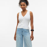 VERO MODA VMWILLOW v-neck polo top in snow white - Image 1