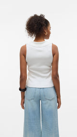 VERO MODA VMWILLOW v-neck polo top in snow white - Image 2