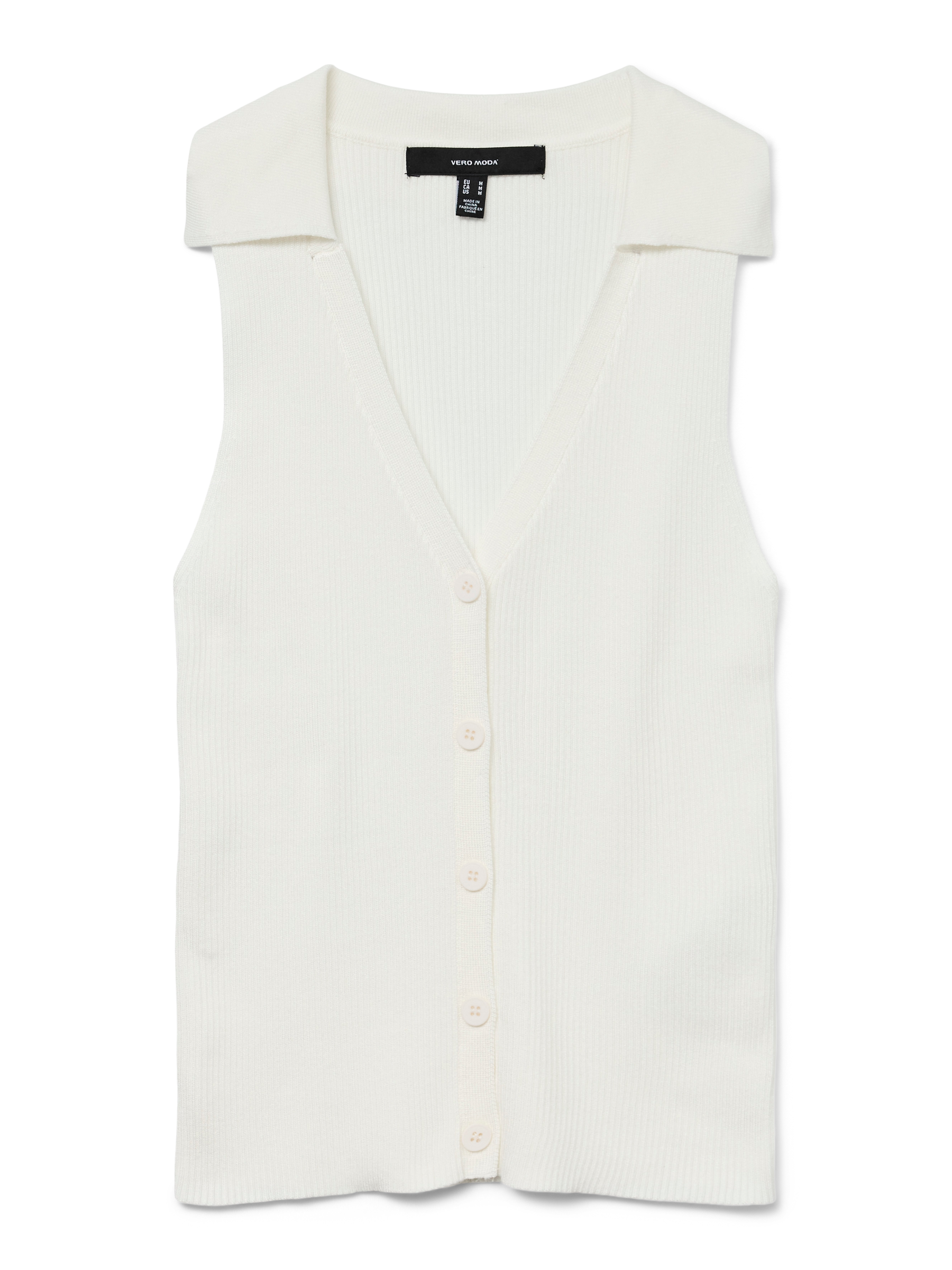 VERO MODA VMWILLOW v-neck polo top in snow white - Image 3