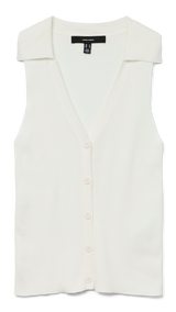 VERO MODA VMWILLOW v-neck polo top in snow white - Image 3