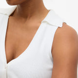 VERO MODA VMWILLOW v-neck polo top in snow white - Image 6