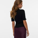 VERO MODA VMWONDER 2/4 polo pullover in black - Image 2