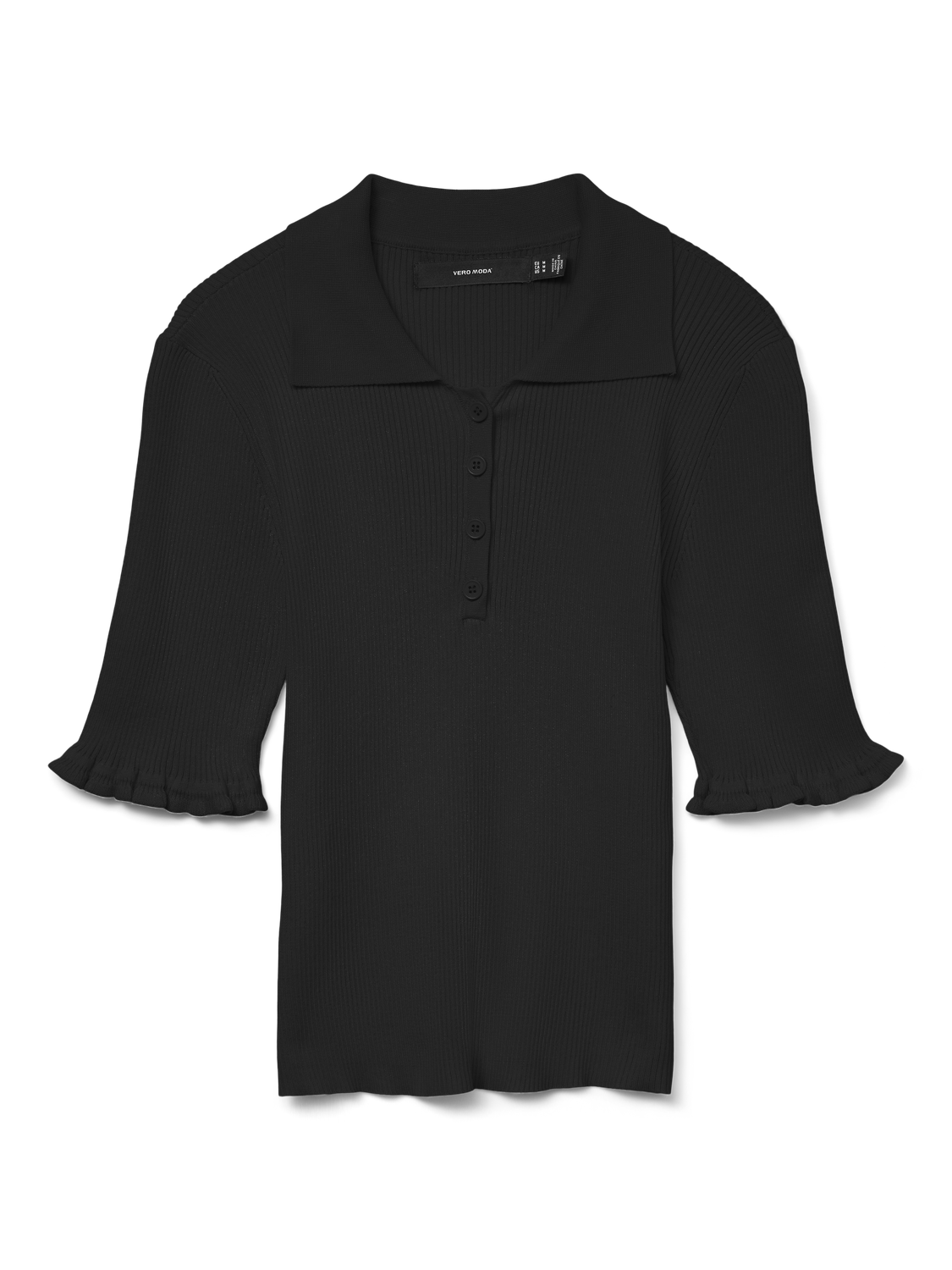 VERO MODA VMWONDER 2/4 polo pullover in black - Image 3