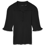 VERO MODA VMWONDER 2/4 polo pullover in black - Image 3