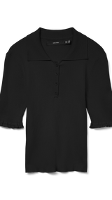 VERO MODA VMWONDER 2/4 polo pullover in black - Image 3