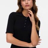 VERO MODA VMWONDER 2/4 polo pullover in black - Image 4