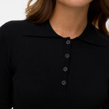 VERO MODA VMWONDER 2/4 polo pullover in black - Image 5