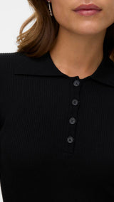VERO MODA VMWONDER 2/4 polo pullover in black - Image 5