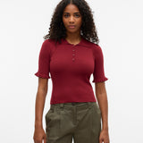 VERO MODA VMWONDER 2/4 polo pullover in syrah - Image 1